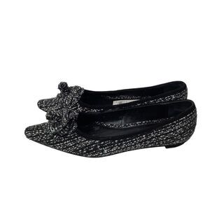 Alfani Women 9 M Black‎ White Gray Flower Jacquard Beyonce Pointed Manmade Flats
